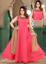 Dark Pink Chanderi Silk Party Wear Hand Work Readymade Salwar Suit